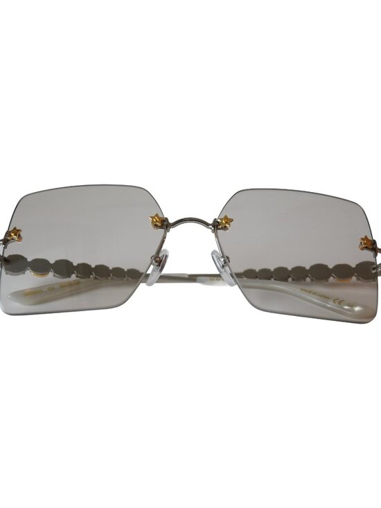 Gucci Rimless Square Shape Gold Star-Shaped Stud Gray Lenses Sunglasses White main image 4